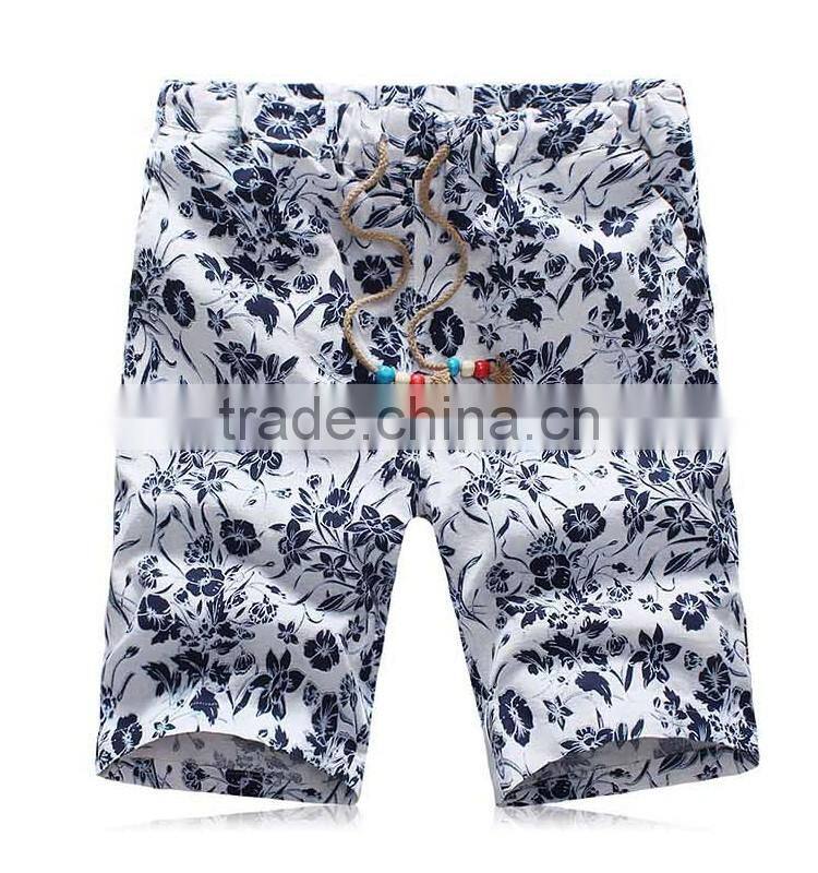 Hot sale fashionable men national cotton&linen beach shorts custom shorts in guangzhou