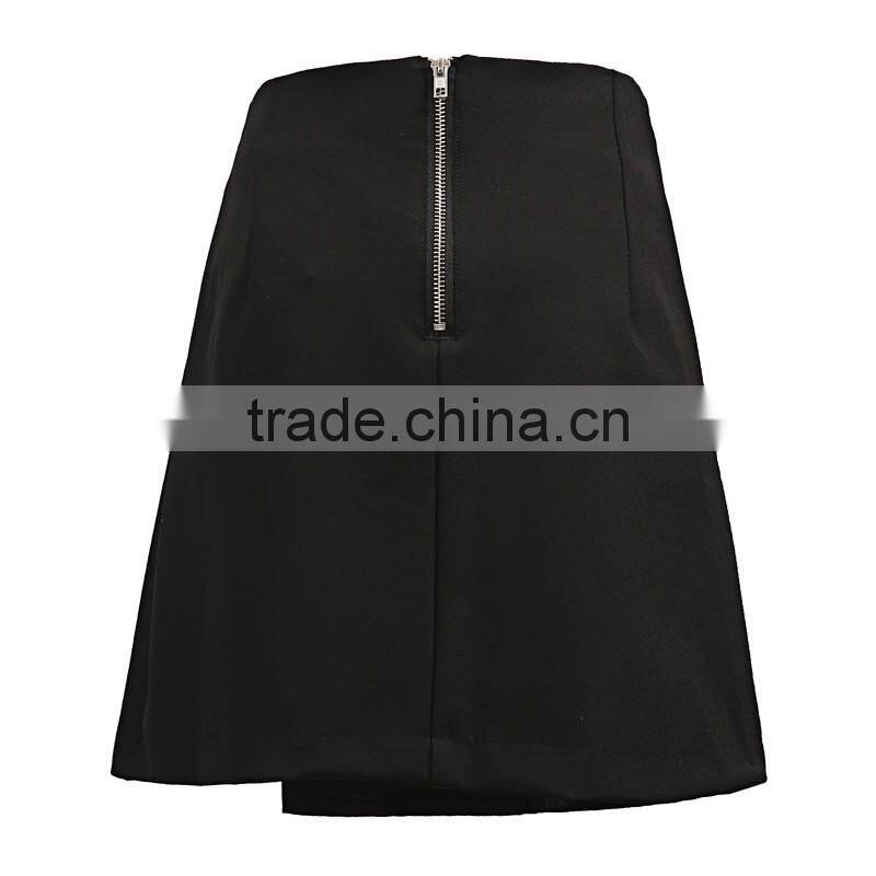 European streetwear mini tight black irregular A-line hip package skirt