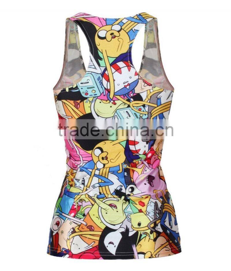 Top Fashion Women's Sublimation Printed Sleeveless T Shirt Vest Tank Tops sports clothes