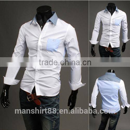 2017 latest fashion 100% cotton 50s*50s casual slim fit dress shirt for men