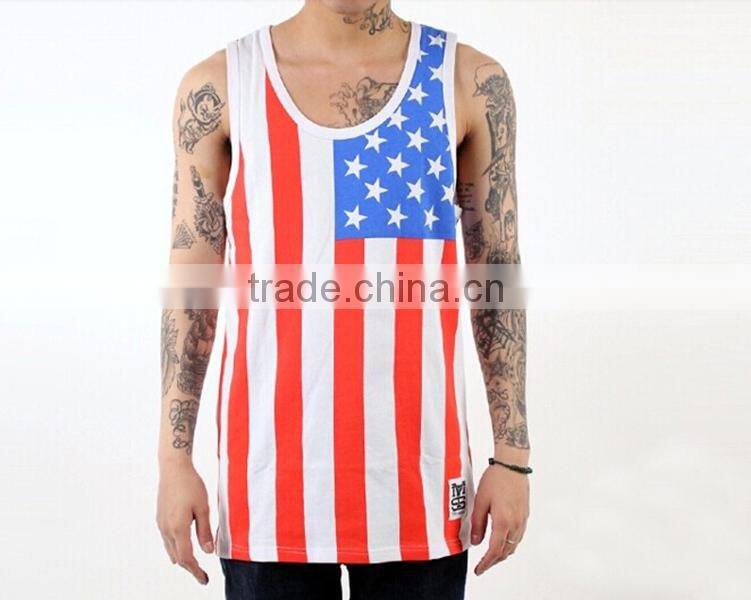 Men USA Flag on tank top American Flag Printed vest