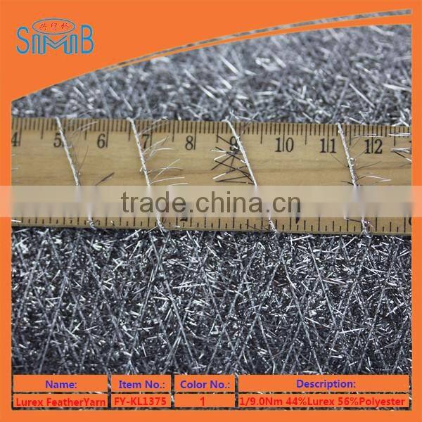 factory wholesale polyester lurex feather yarn on cone for machine knitting sweater