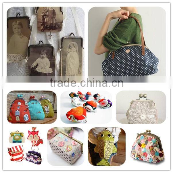 8.5cm Bronze Embossed Pattern Crystal Bead Lotus Metal Purse Clutch Frame