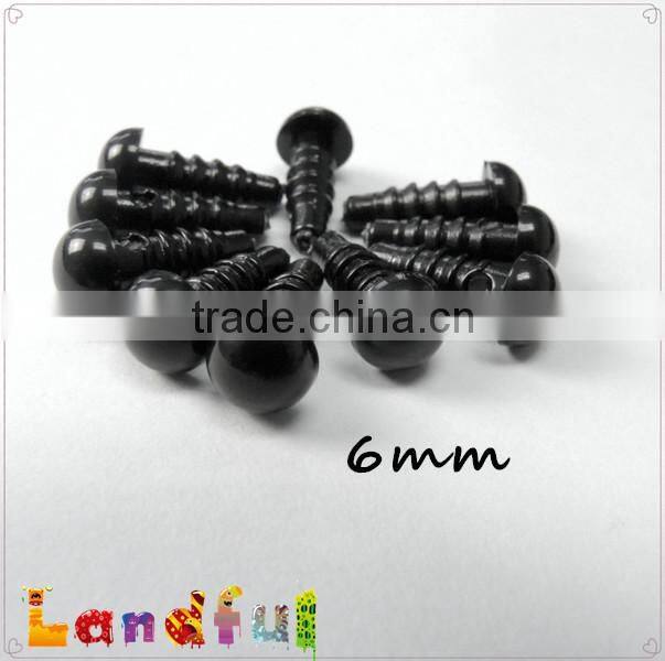 6mm Black Stuffed Animal Eyes Plush Eyes for Vintage Craft Dolls Bear