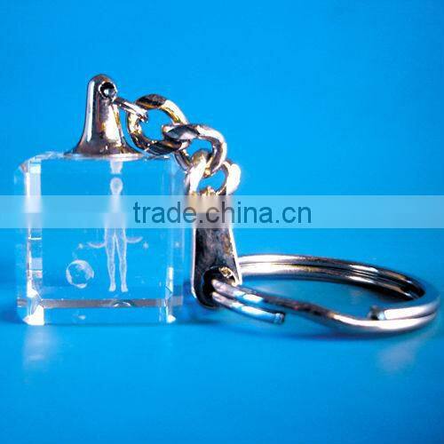 Loves 3d laser Crystal Keychain with dad and mum gift