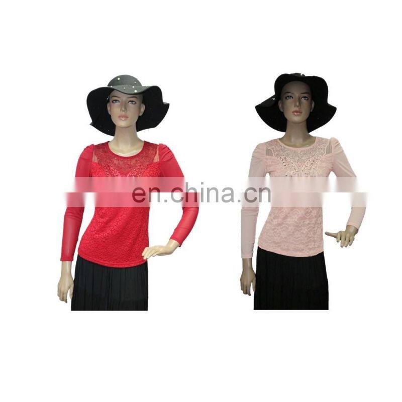 Wholesale plain color long sleeve bottoming t shirt with high quality for woman