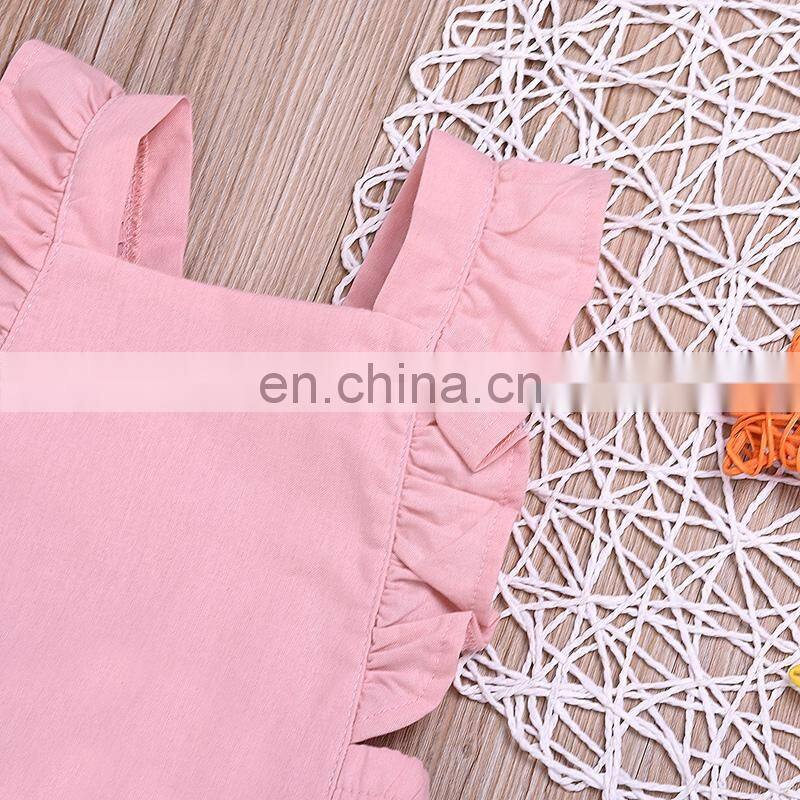 Baby Solid jumpsuit Toddler Girl sleeveless romper ruffle cloth for 0-2T