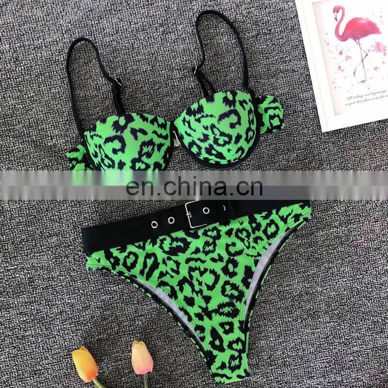 Leopard Printing Bikini Push Up Swimwear Women New Bathing Suit Women Sexy Beachwear 2019 Women's Swimsuit with Belt
