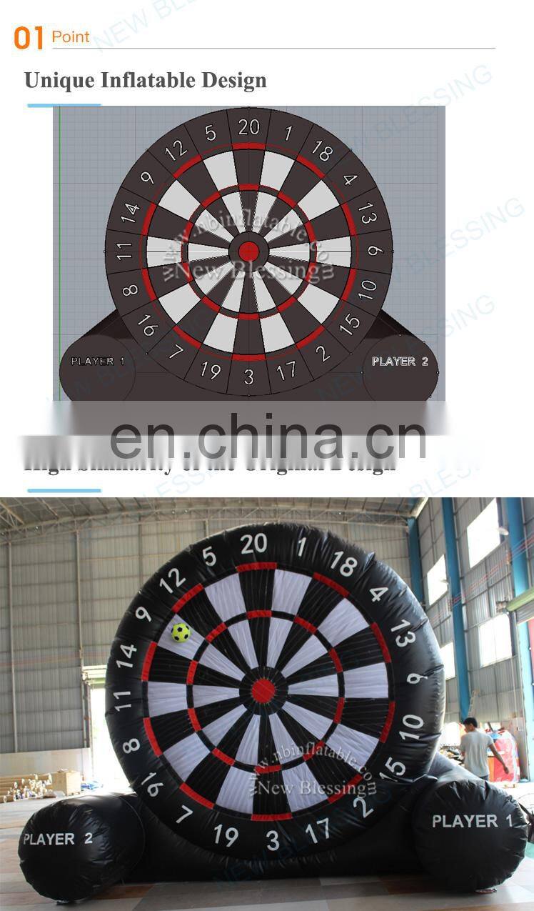 Factory inflatable soccer dart board game, cheap inflatable foot dart game with 5 balls