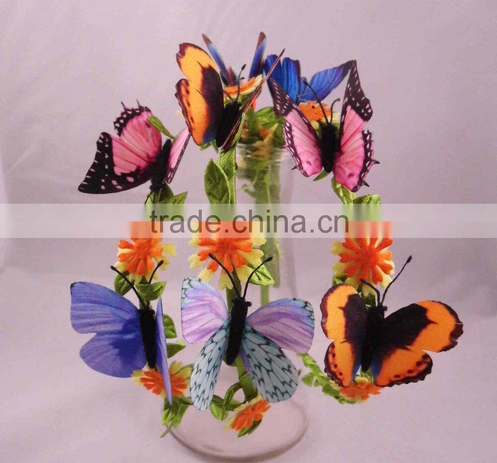 Wholesale Alibaba Kids Floral Flower Headband Wreath With Butterfly Headband