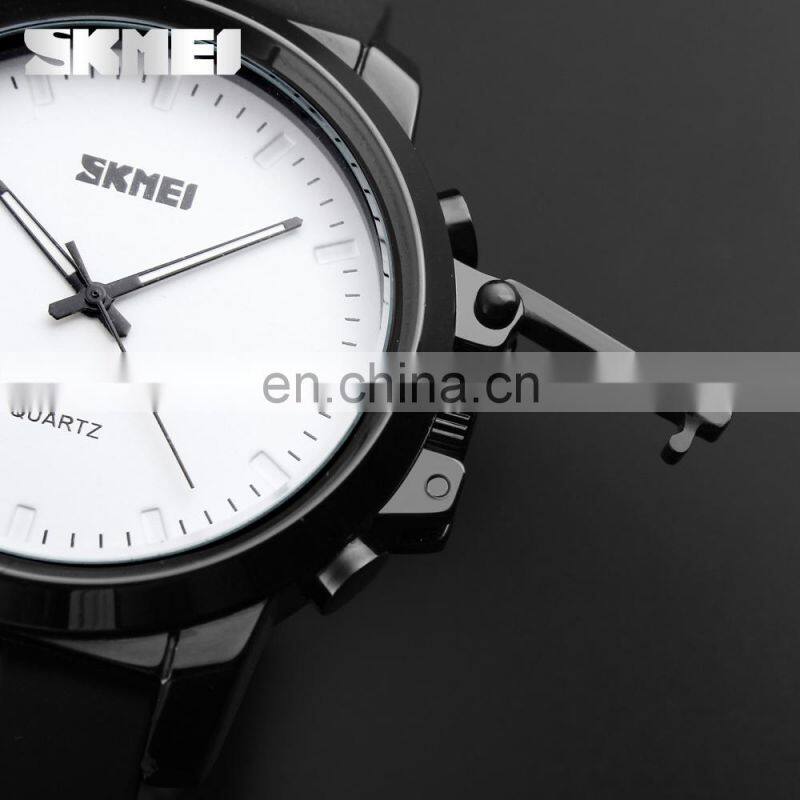 Fashion big dial SKMEI 1208 leather watch strap stainless steel back gifts for men cool wristwatches