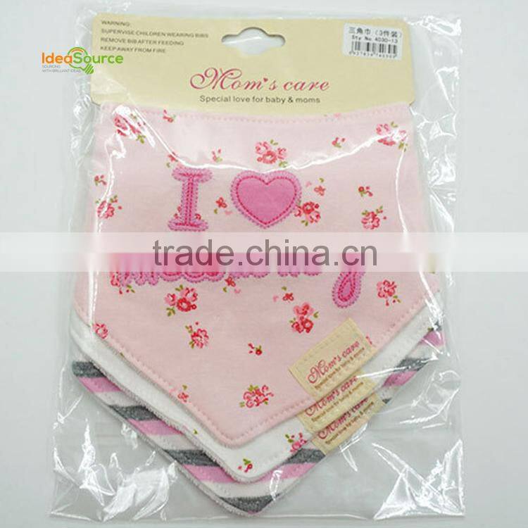 Top grade 100% cotton 3pcs set/lovely bandana bibs/new baby bibs
