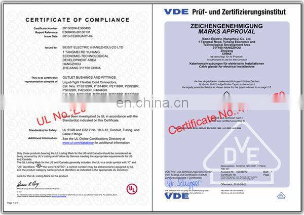 IP68 Nickel Plated Copper Cable Gland 4 to 8mm