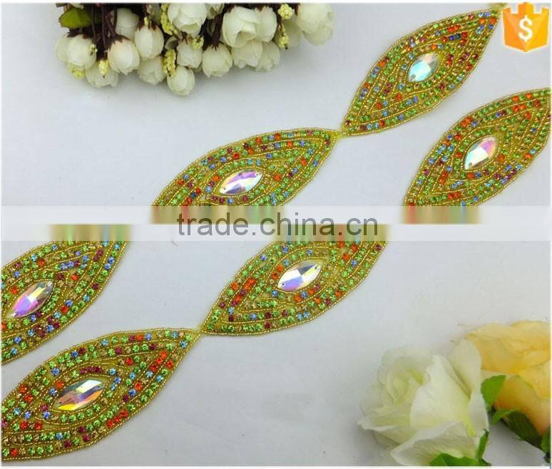 Colorful Diamante Beaded Trim Craft Applique
