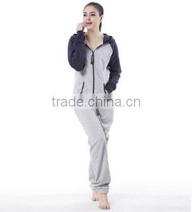 2015 OEM summer jumpsuits Color matching fleeces ladies conjoined pajamas