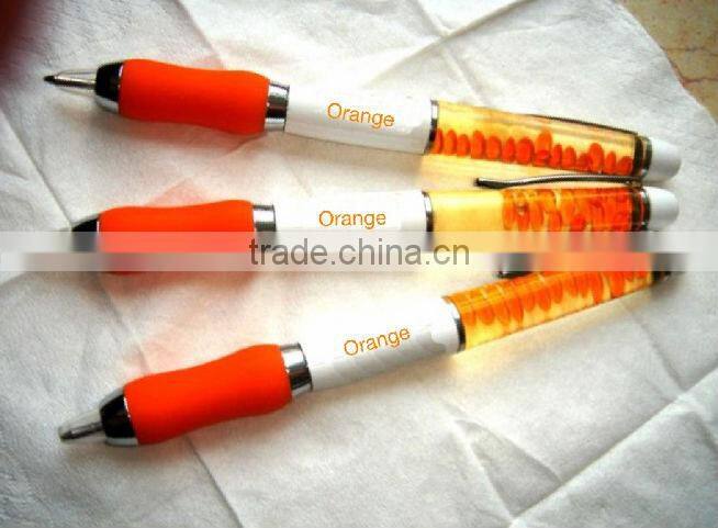 2015 cool liquid floating pen ,Promotional pen with led light ,custom cool liquid pen with 7 color