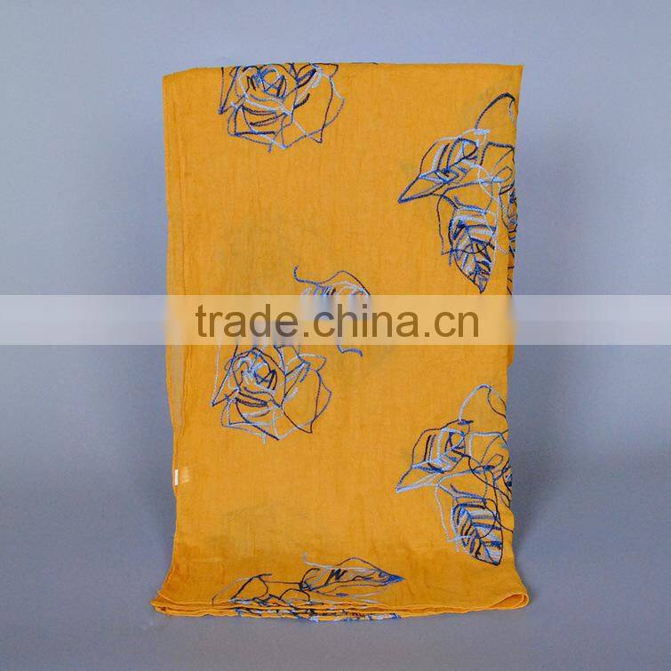 Wholesale Korea Fashion Cotton Embroidery Flower Pashmina Shawl Scarf