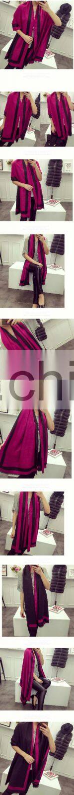 Fashionable Popular STARS LOVES Frame Style with Fringes Double-side Double-color Acrylic Wool Pashmina Scarf for Lady