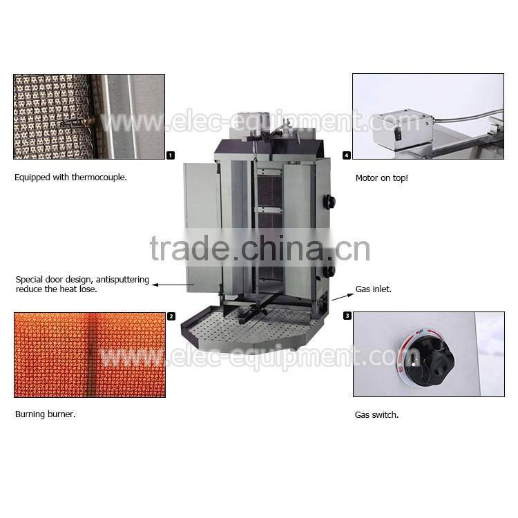 motor on top shawarma equipment shawarma machine gas doner kabab with 4 burners for sale