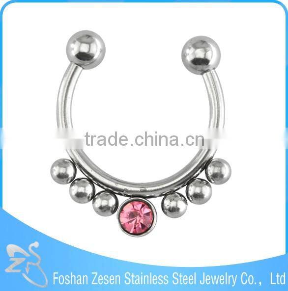 New Arrival Thai style U shape Septum Piercing Fake Crystal