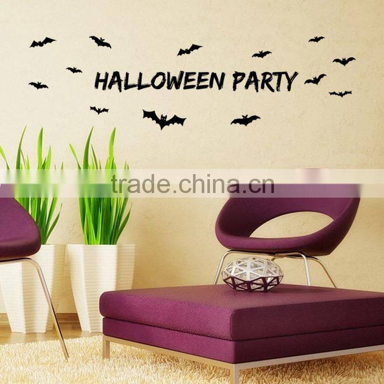 ALFOREVER Bat halloween black quote decals,bat halloween sticker