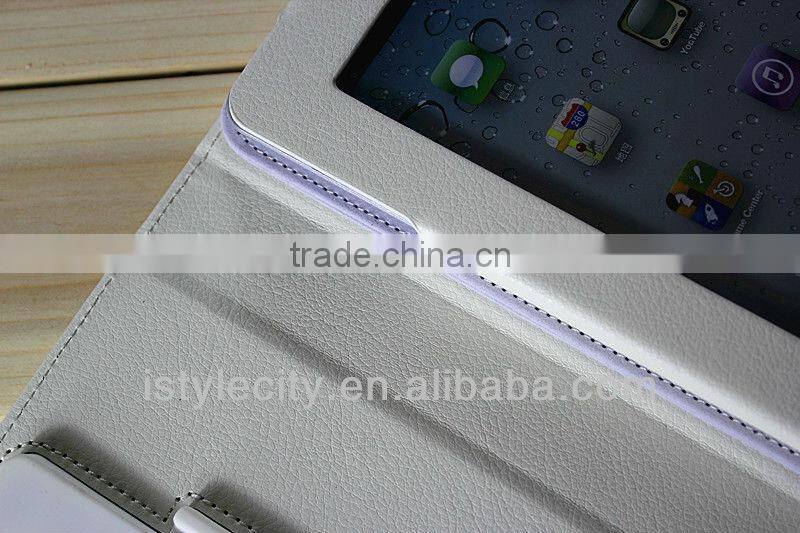 PU white Leather Case Wireless Bluetooth Keyboard for iPad