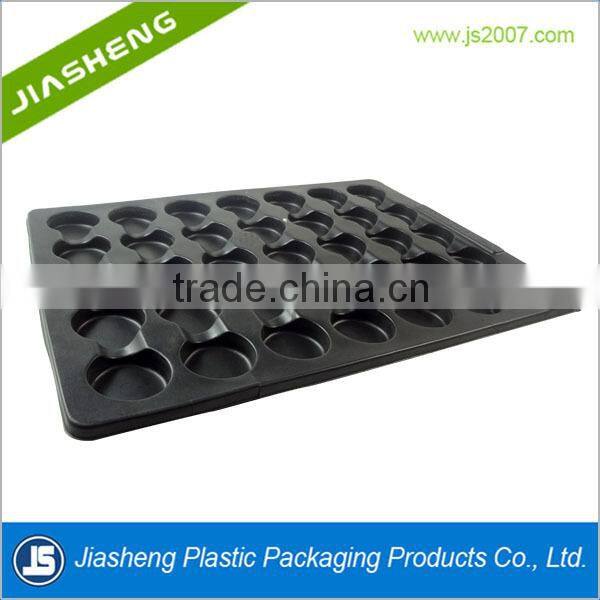black ESD plastic blister packaging divided tray for electronic component