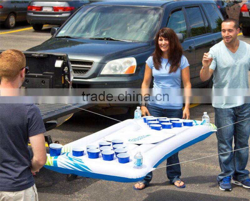 Hot sell Floating Inflatable hanging PVC Beer Pong Table for pool Drinking game
