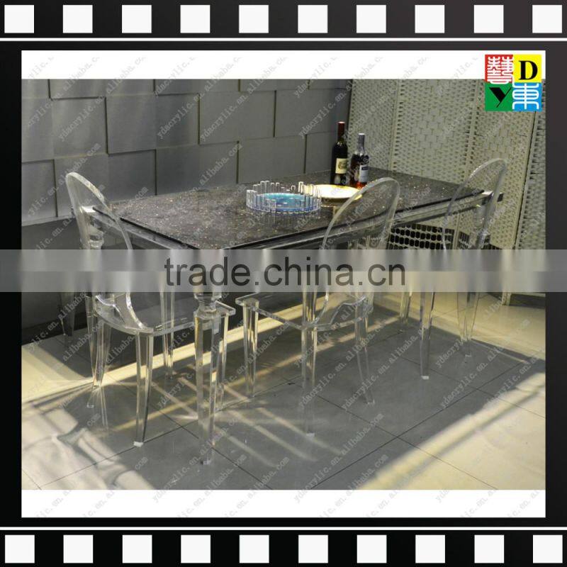 2016 Hot sale popular Transparent/ clear acrylic dining table with 4 chairs for home/ hotel/ restaurant