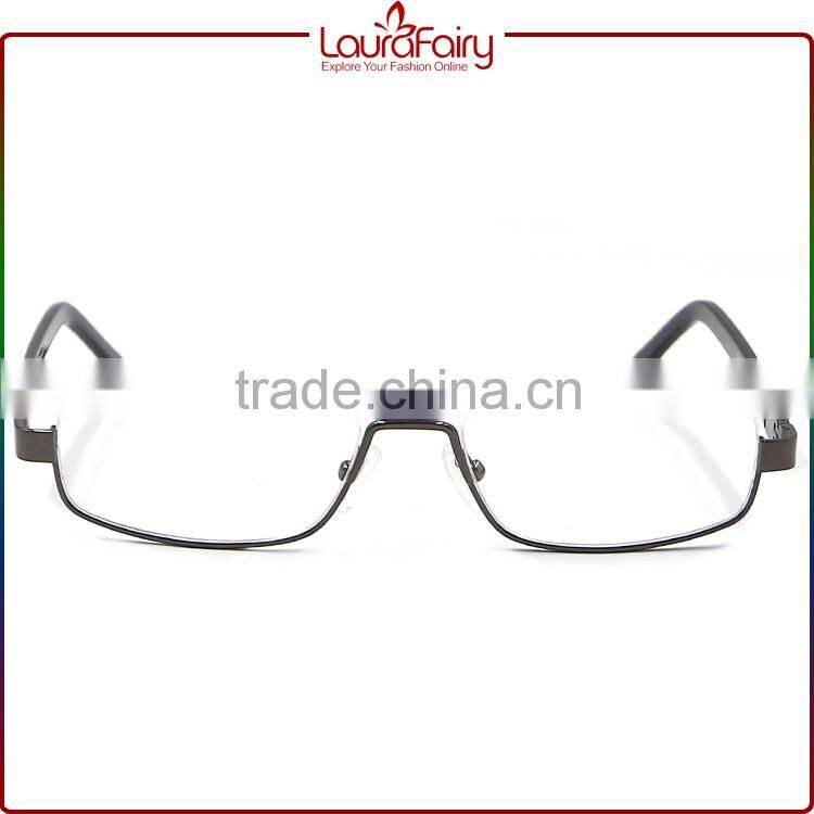 Laura Fairy China Newest Designed Black Temple Semi-Frame Metal Optical Frames