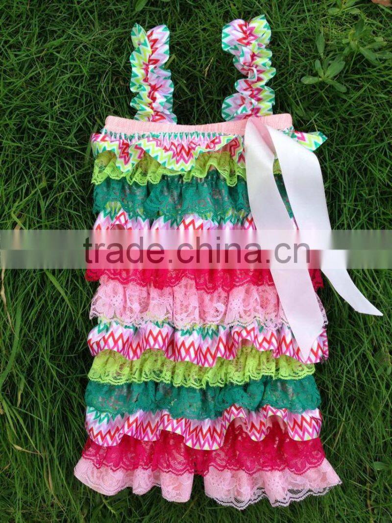 wholesale baby romper candy pink, aqua ,grey lace soft ruffle baby petti lace romper
