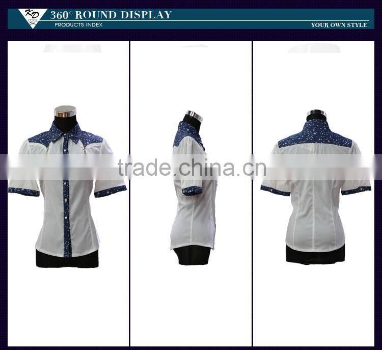 latest fashion short sleeve dress shirt white shirts for women