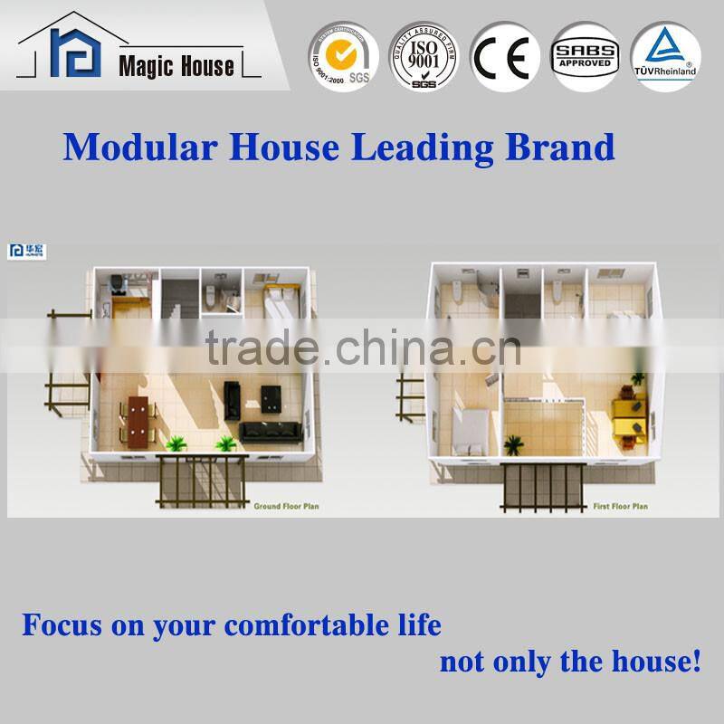 Waterproof roof cabins prefab house/low cost family house/economical two floor room drawing