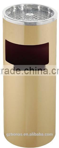 China factory colorful round standing not rust trash can with ashtary