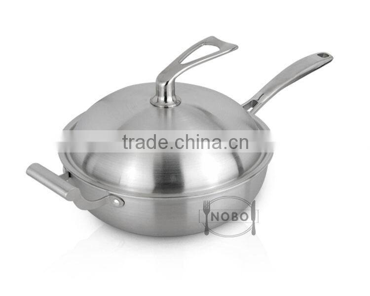High Quality 3 Layers Stainless Steel 304 Non-stick Frying Pan with Lid