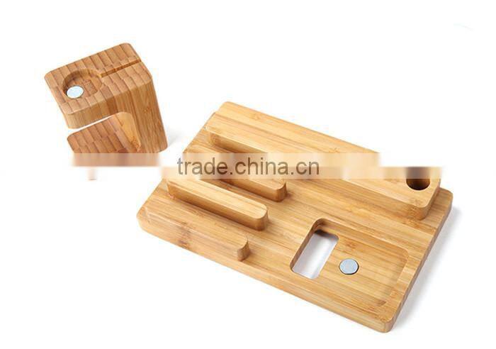 2 in 1 Charger Holder For Apple Watch Stand Bamboo Wood,For Dock