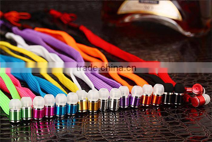 Stereo 3.5mm In Ear Shoelace Earphone Headset Earbud for IPhone For Samsung
