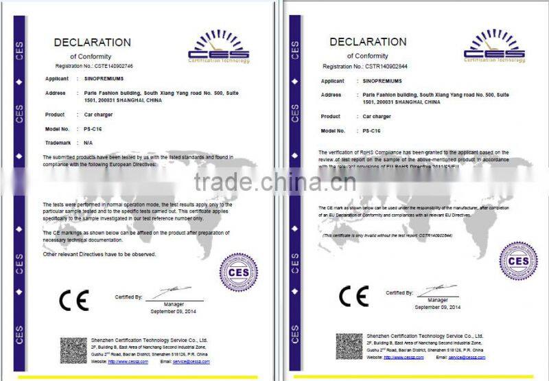 Factory hot selling 5V 2.1A Dual USB port car charger with high quality