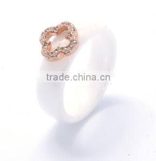 2015 latest fashion design high quality ceramic four leaf clover rings