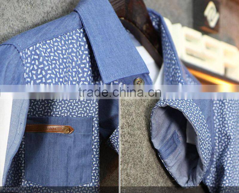 Customize OEM Man Denim Shirt Wholesale Blue Fishing shirts From China