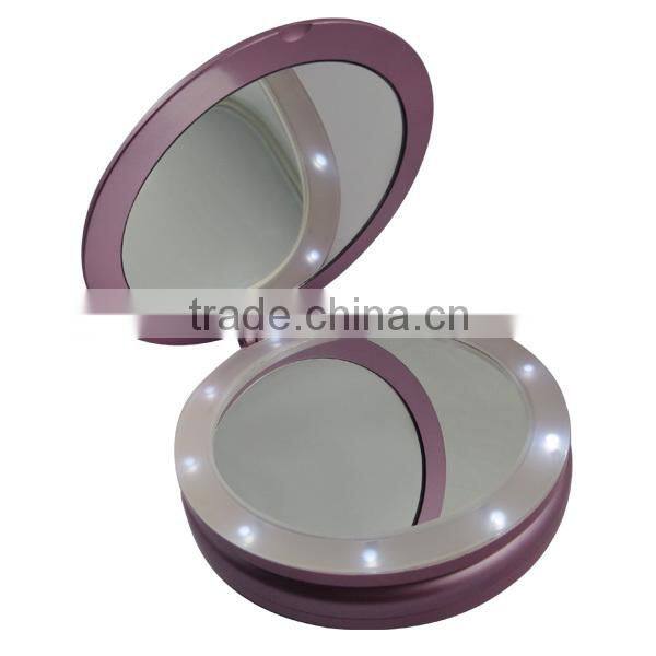 High-end Led lighted salon station makeup mirror & double sides plastic round makeup mirror & foldable compact mirror