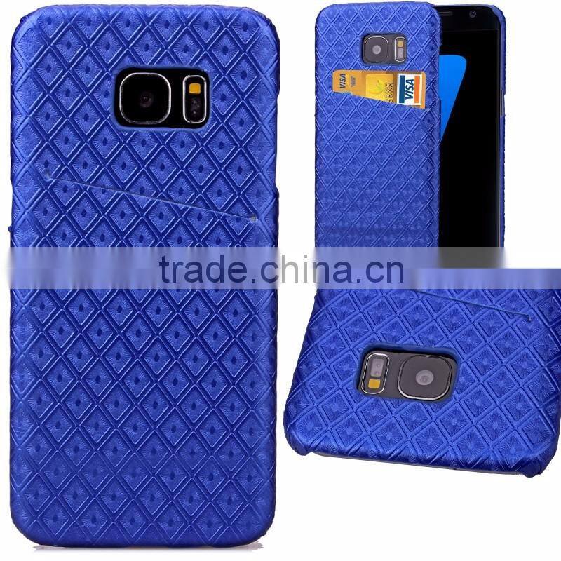 Diamond pattern oil side skin leather PC hard case with card slot for iPhone 6S 4.7 5.5 Phone case