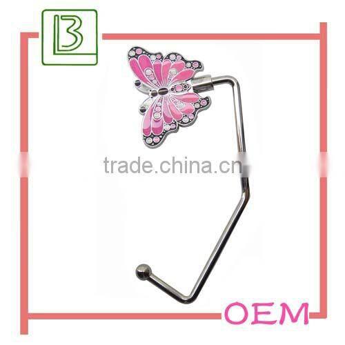 Heart shaped shinny rhinestones unfolding purse hook