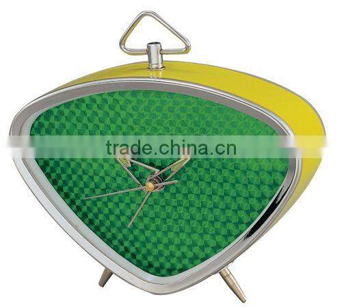 triangle shape metal case mechanical alarm clock