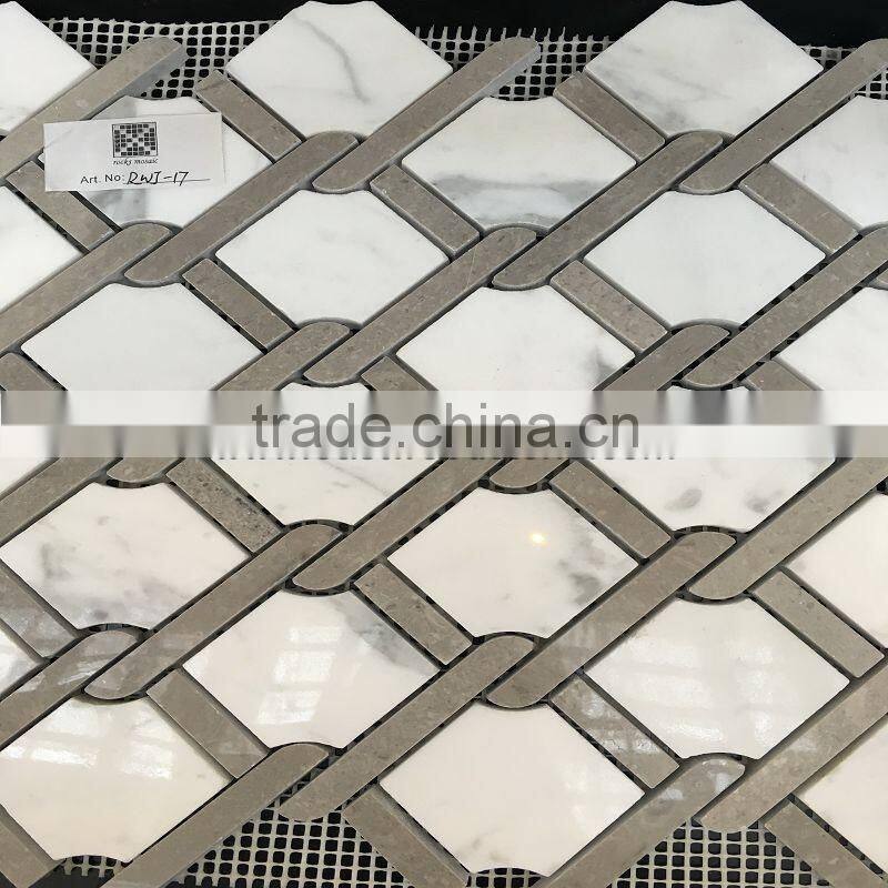 white and black marble stone mosaic tile