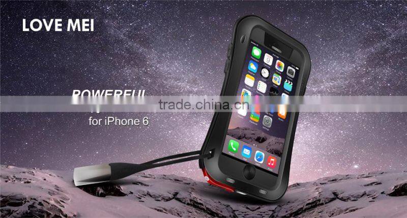 2016 Lovemei Shockproof Dropproof Glass Metal Case Cover For iPhone 6