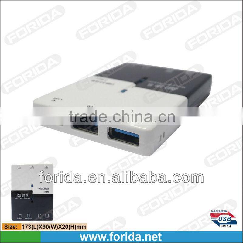 3 ports hub & 4 slots card reader(SD/MS/M2/TF) usb combo