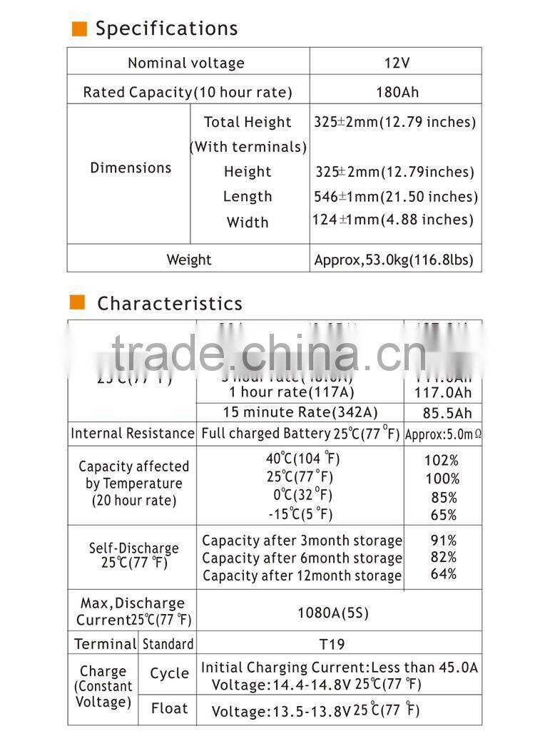 10v 180ah laptop front terminal for emergency lamp deep cycle battery