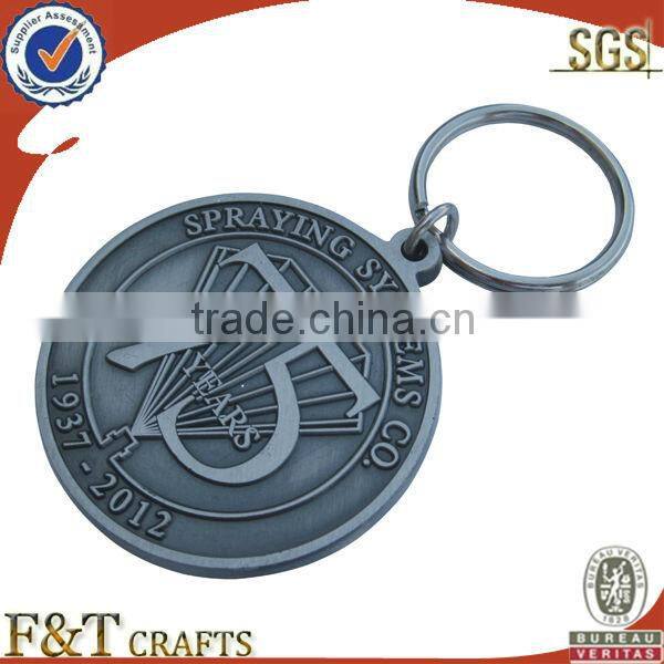 engraved 3D silver shield Alloy promotional keychain for travel promotional gift