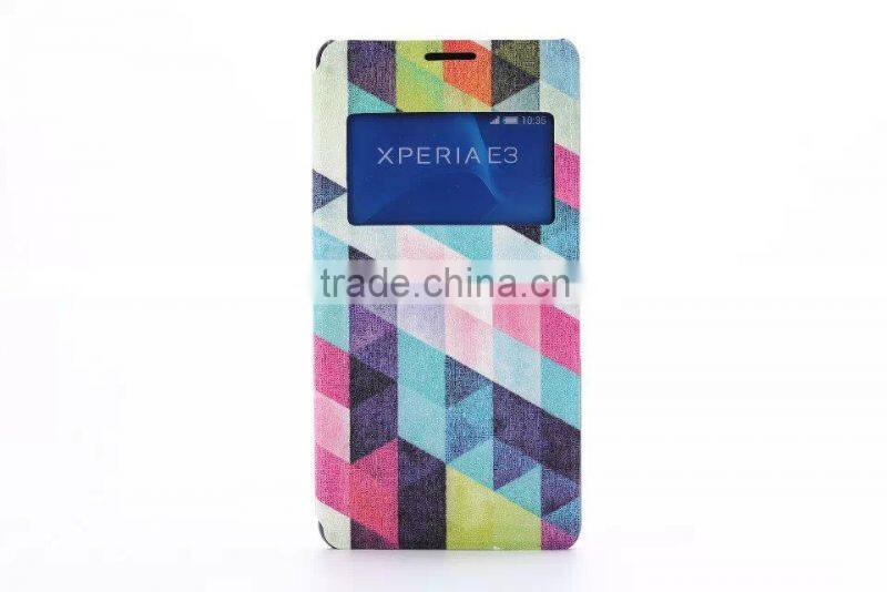Water printing PU cell phone case For SONY E3